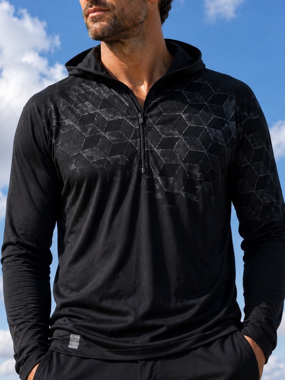Icebreaker Merino 200 Hoodie Bodyfit Black Half-Zip Long Sleeve Top – Size M
